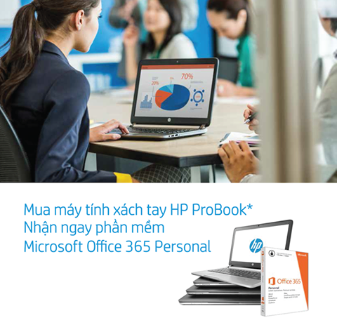 Mua máy tính xác tay HP ProBook, nhận ngay phầm mềm Micosotf Office 365 Fersonal